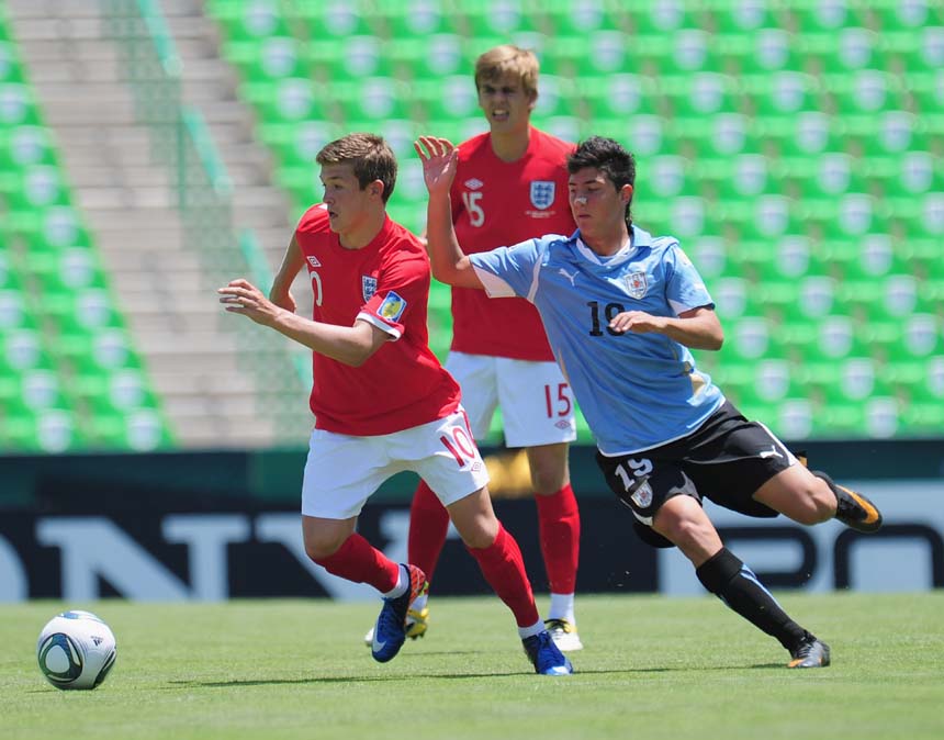 Max Clayton in action against Uruguay.